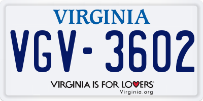 VA license plate VGV3602