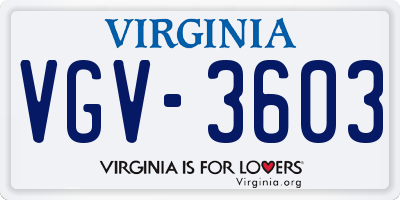 VA license plate VGV3603