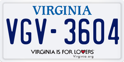 VA license plate VGV3604