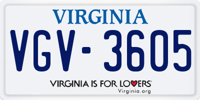 VA license plate VGV3605