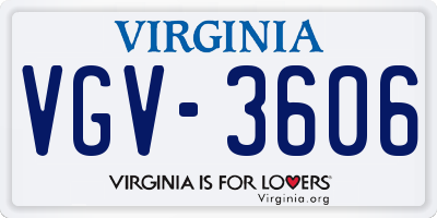 VA license plate VGV3606