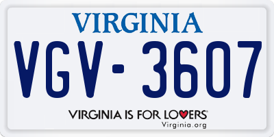 VA license plate VGV3607