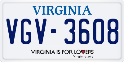 VA license plate VGV3608