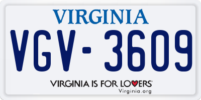 VA license plate VGV3609