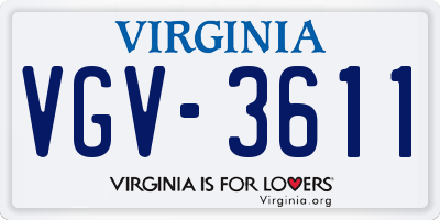 VA license plate VGV3611