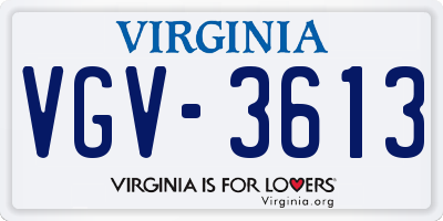 VA license plate VGV3613
