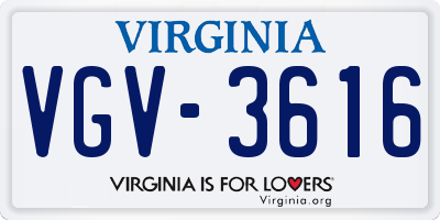 VA license plate VGV3616