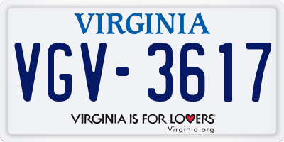 VA license plate VGV3617