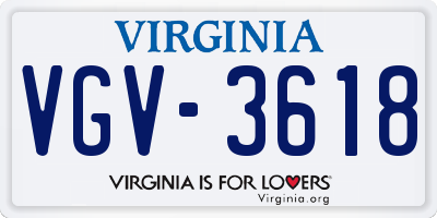 VA license plate VGV3618