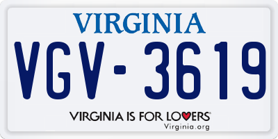 VA license plate VGV3619