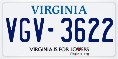 VA license plate VGV3622