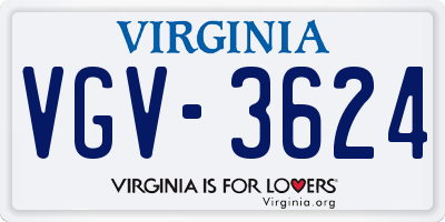 VA license plate VGV3624