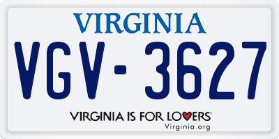 VA license plate VGV3627