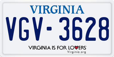 VA license plate VGV3628
