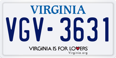 VA license plate VGV3631