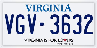 VA license plate VGV3632