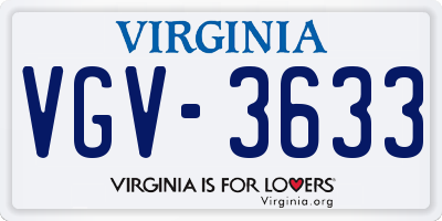 VA license plate VGV3633