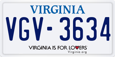 VA license plate VGV3634