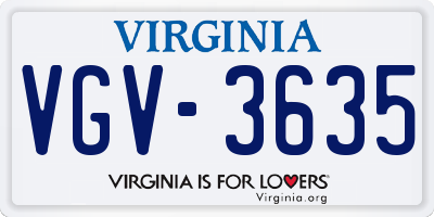 VA license plate VGV3635