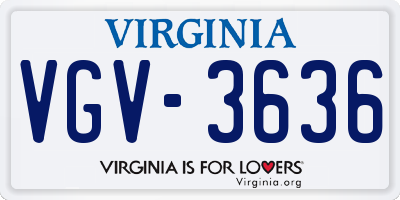 VA license plate VGV3636