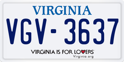 VA license plate VGV3637