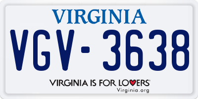 VA license plate VGV3638