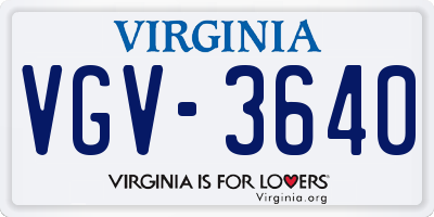 VA license plate VGV3640