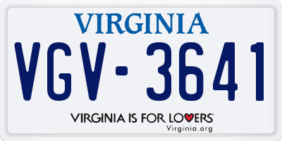 VA license plate VGV3641