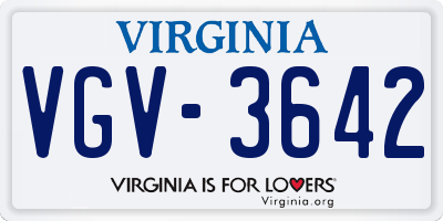 VA license plate VGV3642