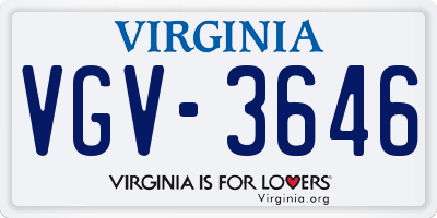 VA license plate VGV3646