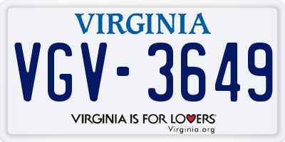 VA license plate VGV3649