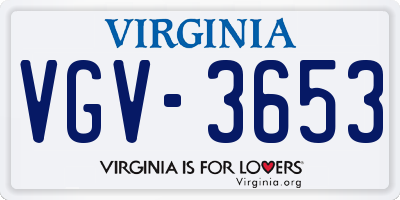 VA license plate VGV3653