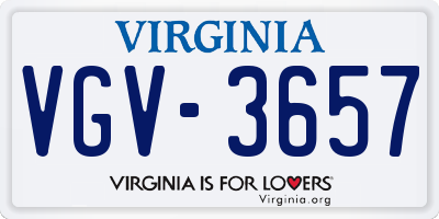 VA license plate VGV3657