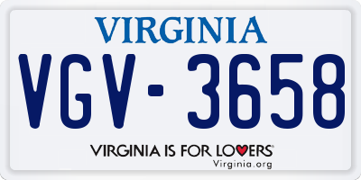 VA license plate VGV3658