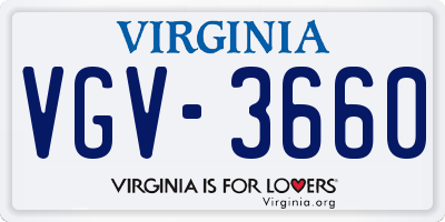 VA license plate VGV3660