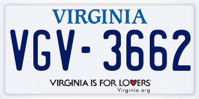 VA license plate VGV3662