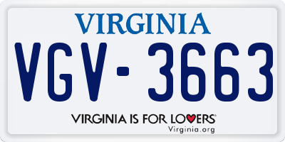 VA license plate VGV3663