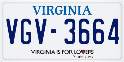VA license plate VGV3664