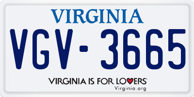 VA license plate VGV3665