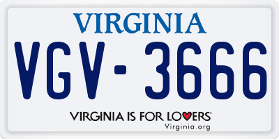 VA license plate VGV3666
