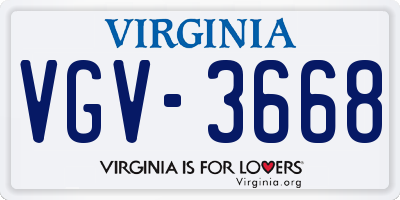 VA license plate VGV3668