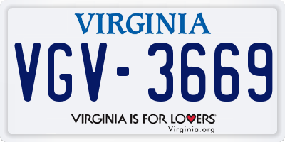 VA license plate VGV3669