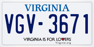 VA license plate VGV3671