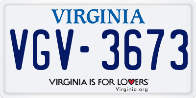 VA license plate VGV3673