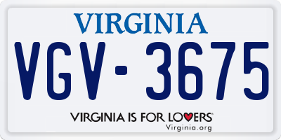 VA license plate VGV3675