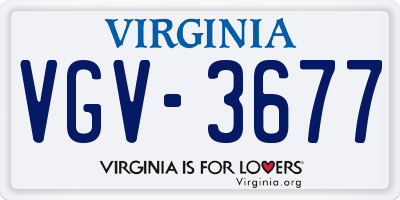 VA license plate VGV3677