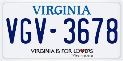 VA license plate VGV3678