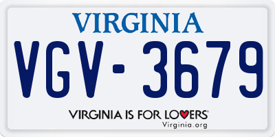 VA license plate VGV3679