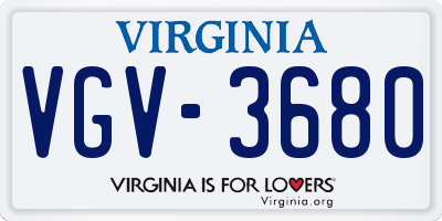 VA license plate VGV3680