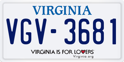 VA license plate VGV3681